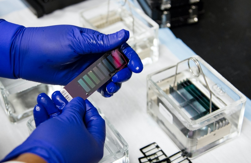 DNA Genotyping and Sequencing. A technician at the Cancer Genomics Research Laboratory, part of the National Cancer Institute's Division of Cancer Epidemiology and Genetics (DCEG)